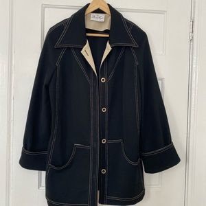 Black Contrast-Stitch Women's Coat - Paul Kate
